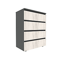Комод STEVE 702*400*909 Графитовый/Дуб Крафт Белый DC