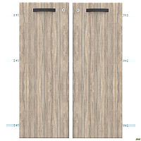 Двери SIG-714 ДСП R+L к SIG12,601 (792х1090х18мм) с замком Ручки Черный/Вяз Либерти Дымчатый AMF