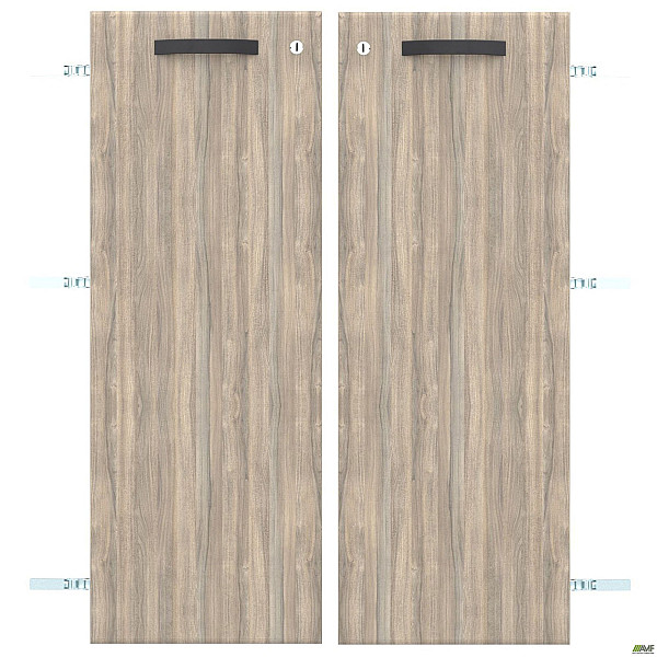 Двери SIG-714 ДСП R+L к SIG12,601 (792х1090х18мм) с замком Ручки Черный/Вяз Либерти Дымчатый AMF