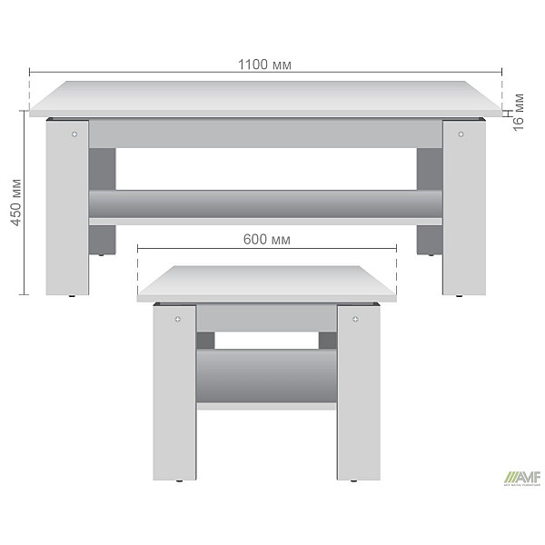 Стіл журнальний ОМ-300 (1100х600х450Н) Дуб Сонома AMF
