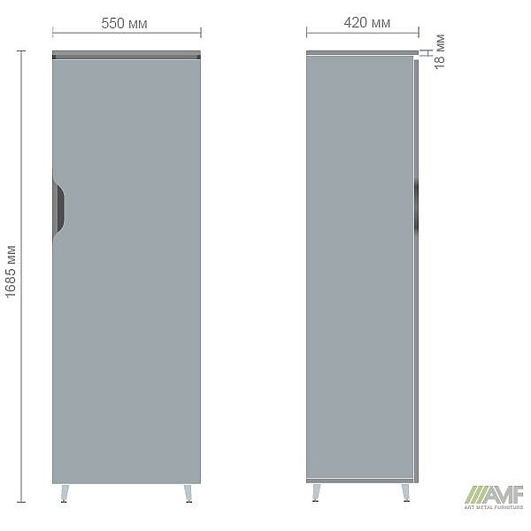 Гардероб Delta DL-907 (550х420х1685мм) Блэквуд Ячменный/Опора белый беж AMF
