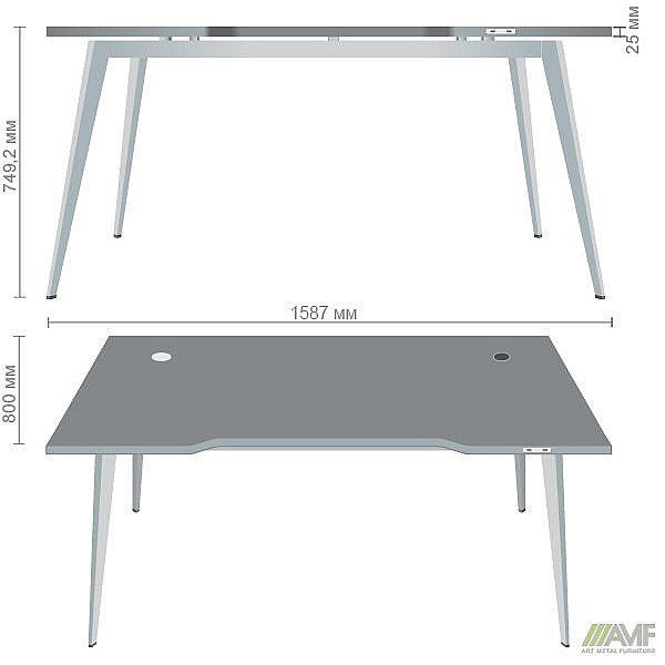 Стіл Delta DL-106 (1590х800х750мм) Блеквуд Ячмінний/Каркас білий AMF