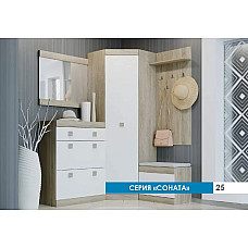 Прихожая Соната 6 (модульная - 5 элементов) дуб сонома + белый Эверест