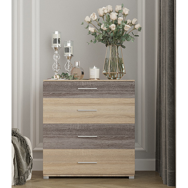 Комод на 4 ящика Бриз К-5 70х38х72.5 сонома + трюфель Эверест