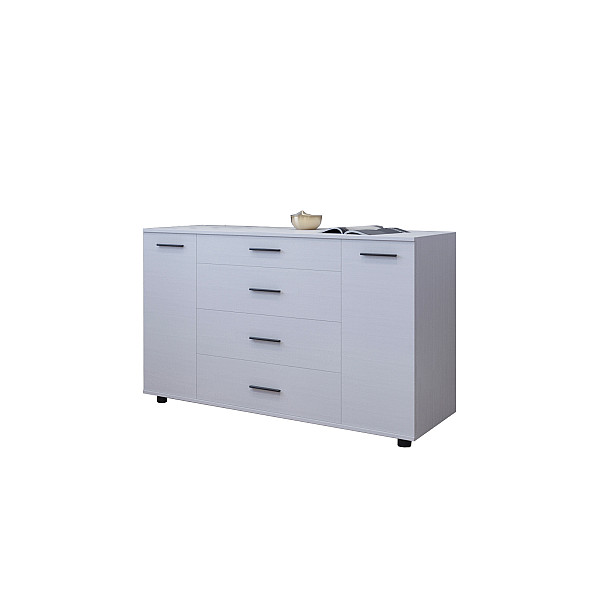 Комод для гостиной Бриз К-6 130х38х72.5 нимфея альба (ролики) Эверест