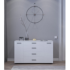 Комод для гостиной Бриз К-6 130х38х72.5 нимфея альба (ролики) Эверест