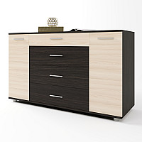 Комод для гостиной Бриз К-6 130х38х72.5 венге + дуб молочный (телескопы) Эверест