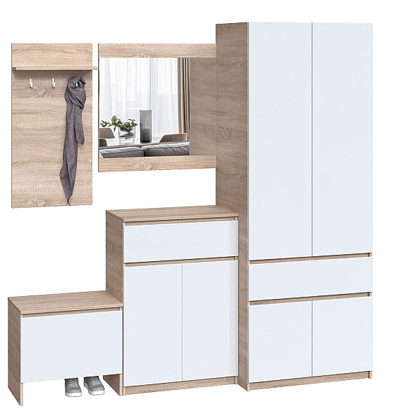 Передпокій 2050 x 520 x 2000 h Bright Master Form Чіпборд Дуб Сонома / Білий (телескопічні напрямні) 21842 Master-Form