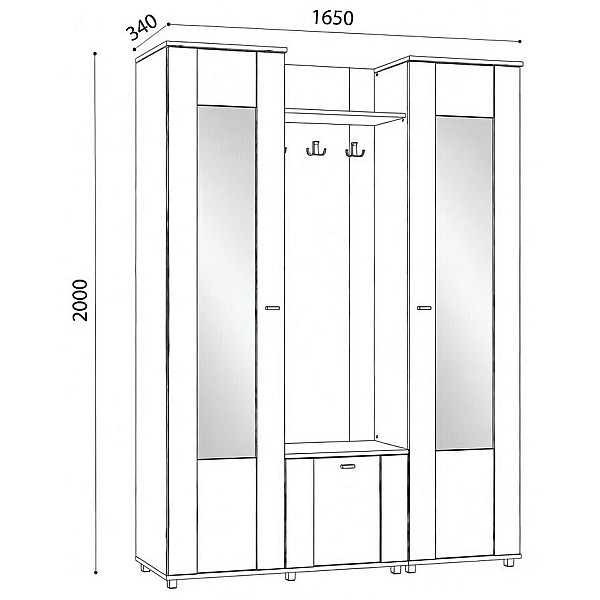 Передпокій Марс 1650х340х2000h Антрацит 30737 Master-Form