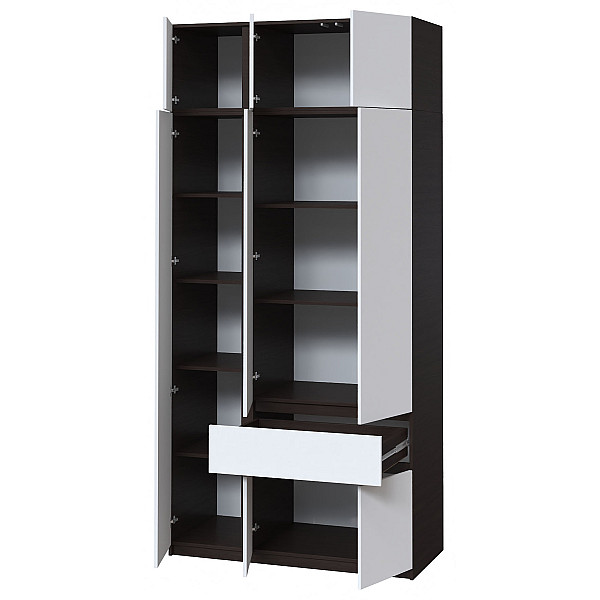 Шкаф с антресолью Брайт для документов с полками 1221 х 520 х 2400 ч ДСП Венге магия/белый (телескопические направляющие) (левосторонний) Master-Form