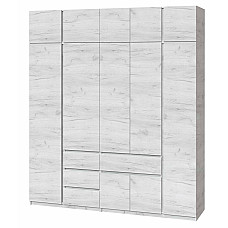 Шкаф с антресолью Брайт 2221 х 520 х 2400 h Дуб белый крафт (телескопические направляющие) (левосторонний) 21778 Master-Form