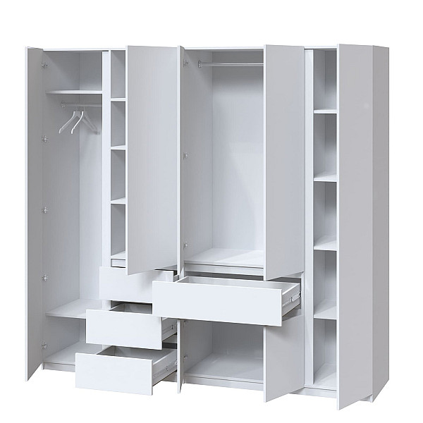 Шкаф Брайт 2221 х 520 х 2000 h 21500 ДСП Белый (телескопические направляющие) (левосторонний) Master-Form