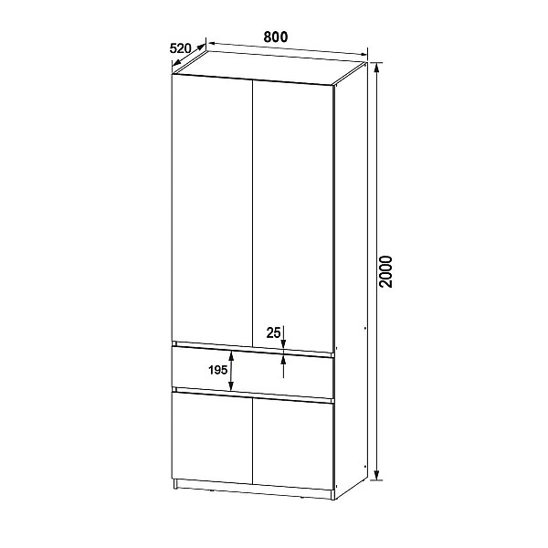 Шкаф Брайт 800 х 520 х 2000 h 20569 ДСП Венге магия (телескопические направляющие) Master-Form