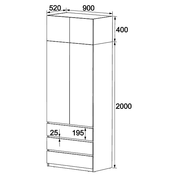 Шкаф с ящиками Брайт 900х520х2400 мм Венге магия (31612) Master-Form