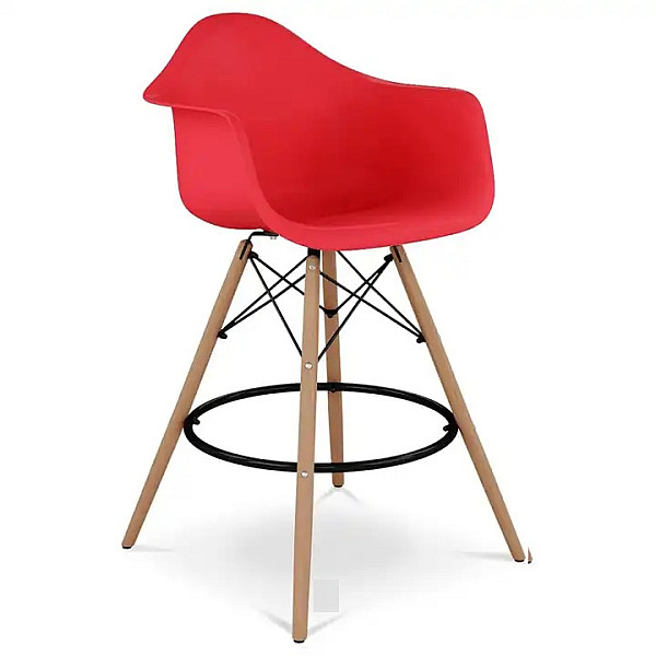 Стул барный высокий красный Тауэр Вуд Eames SDM Group