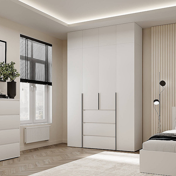 Шкаф распашной комбинированный с антресолью №1 Light 1600х2500х500 Белый бриллиант Art In Head