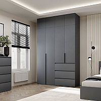 Шкаф распашной комбинированный с антресолью №5 Light 1600х2500х500 Графит серый Art In Head