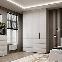 Шкаф распашной комбинированный с антресолью №10 Light 1600х2500х500 Белый бриллиант Art In Head