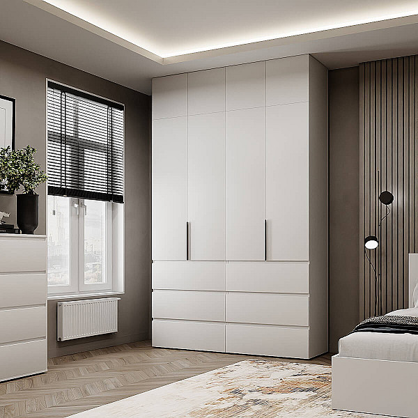 Шкаф распашной комбинированный с антресолью №10 Light 1600х2500х500 Белый бриллиант Art In Head
