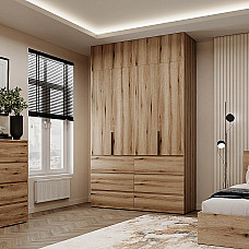 Шкаф распашной комбинированный с антресолью №10 Light 1600х2500х500 Дуб Эвок прибрежный Art In Head