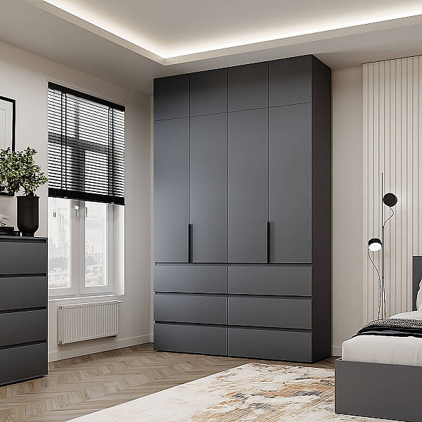 Шкаф распашной комбинированный с антресолью №10 Light 1600х2500х500 Графит серый Art In Head