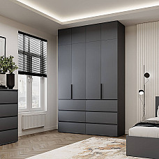 Шкаф распашной комбинированный с антресолью №10 Light 1600х2600х500 Графит серый Art In Head