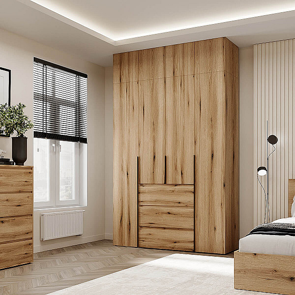 Шкаф распашной комбинированный с антресолью №1 Light 1600х2600х500 Дуб Эвок прибрежный Art In Head