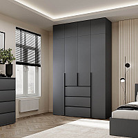 Шкаф распашной комбинированный с антресолью №1 Light 1600х2600х500 Графит серый Art In Head