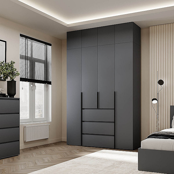 Шкаф распашной комбинированный с антресолью №1 Light 1600х2600х500 Графит серый Art In Head