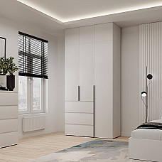 Шкаф распашной комбинированный с антресолью №2 Light 1200х2500х500 Белый бриллиант Art In Head