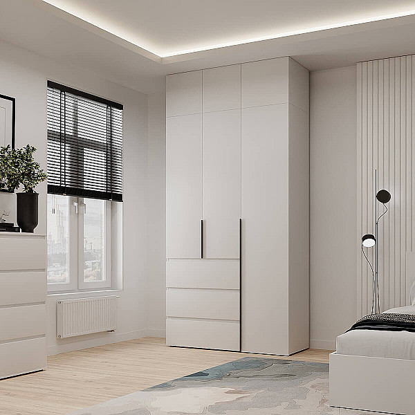 Шкаф распашной комбинированный с антресолью №2 Light 1200х2600х500 Белый бриллиант Art In Head