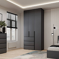 Шкаф распашной комбинированный с антресолью №2 Light 1200х2600х500 Графит серый Art In Head