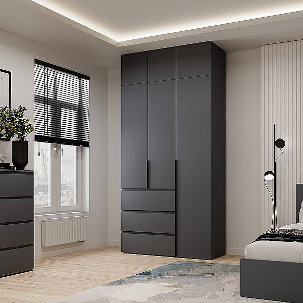 Шкаф распашной комбинированный с антресолью №2 Light 1200х2600х500 Графит серый Art In Head