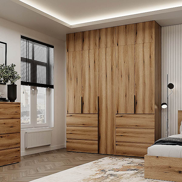 Шкаф распашной комбинированный с антресолью №3 Light 2000х2600х500 Дуб Эвок прибрежный Art In Head