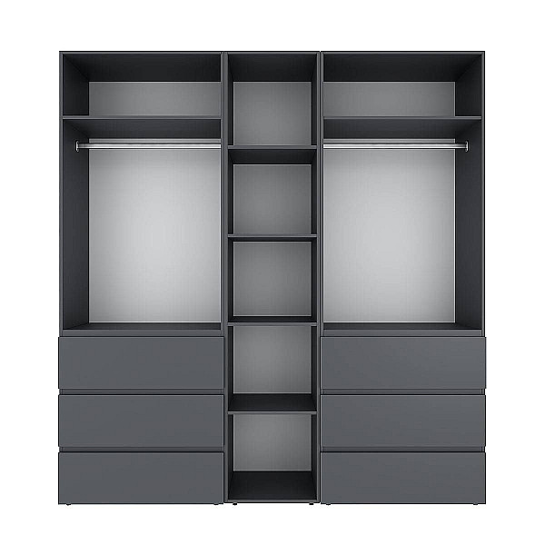 Шкаф распашной комбинированный с антресолью №3 Light 2000х2600х500 Графит серый Art In Head