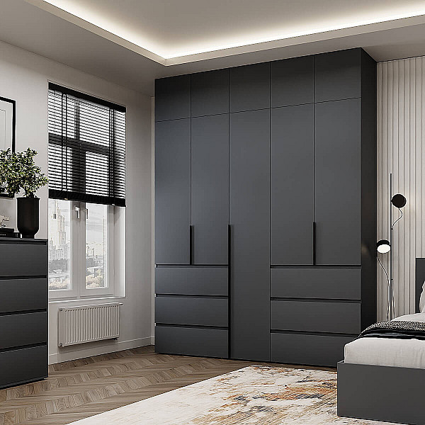 Шкаф распашной комбинированный с антресолью №3 Light 2000х2600х500 Графит серый Art In Head