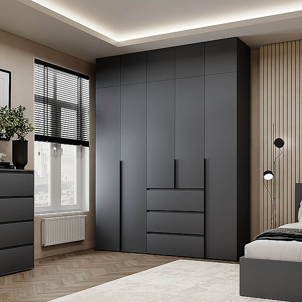 Шкаф распашной комбинированный с антресолью №4 Light 2000х2600х500 Графит серый Art In Head