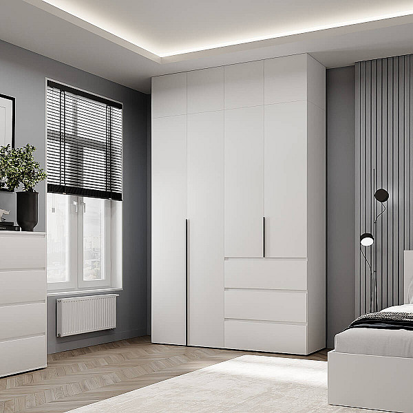 Шкаф распашной комбинированный с антресолью №5 Light 1600х2600х500 Белый бриллиант Art In Head