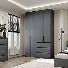 Шкаф распашной комбинированный с антресолью №5 Light 1600х2600х500 Графит серый Art In Head