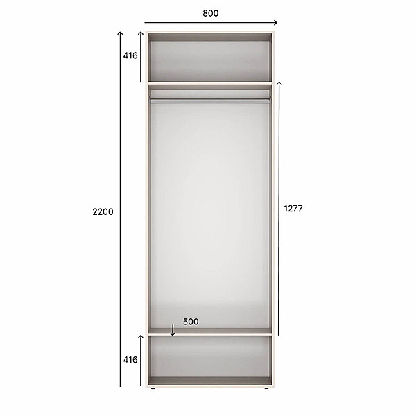 Шкаф распашной комбинированный с антресолью №4 Light 2000х2500х500 Белый бриллиант Art In Head