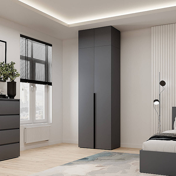 Шкаф распашной комбинированный с антресолью №13 Light 800х2500х500 Графит серый Art In Head