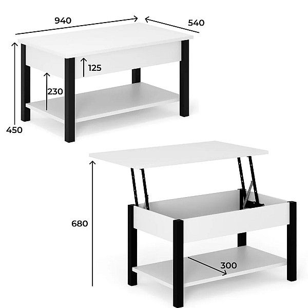 Стіл-трансформер Desk 2.0 Білий діамант/Чорні ноги Art In Head