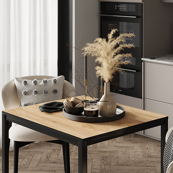 Обеденный стол Brevity Loft mini 670х750х670 Дуб крафт золотой/Чёрный металл Art In Head