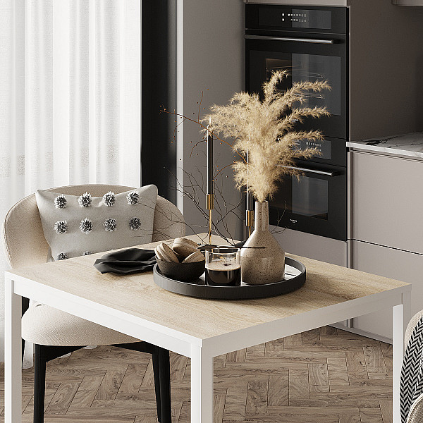 Обеденный стол Brevity Loft mini 670х750х670 Дуб сонома/Белый металл Art In Head