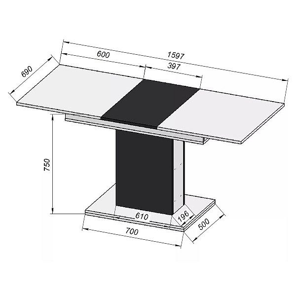 Стол-трансформер Boston M 1200х690х750 Белый графит/Белый МДФ Art In Head