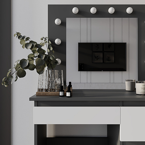 Стол туалетный Beauty 940х430х1400 Графит/Белый бриллиант Art In Head