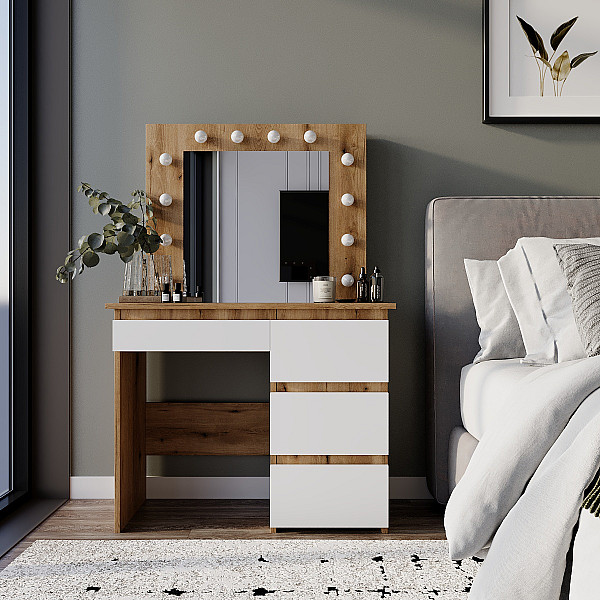 Стол туалетный Beauty 940х430х1400 Дуб эвок/Белый бриллиант Art In Head
