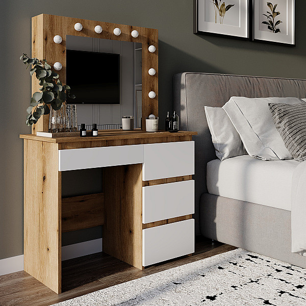 Стол туалетный Beauty 940х430х1400 Дуб эвок/Белый бриллиант Art In Head