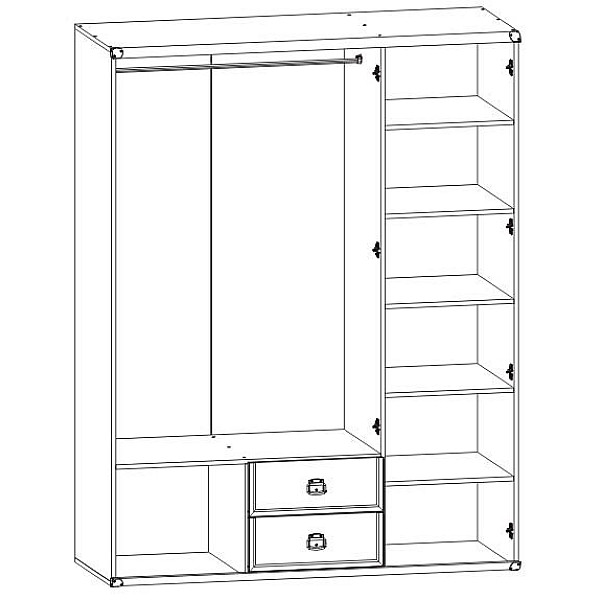Шафа для одягу Індіана (Монтана) JSZF3D2S/150 N  3-дверна Дуб шутер BRW