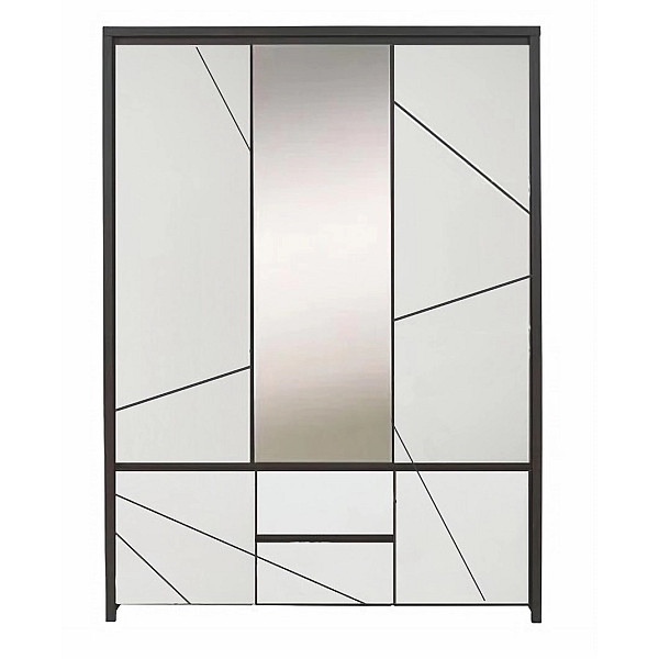 Шафа для одягу Каспіан МДФ MDF SZF5D2S  5-дверна з дзеркалом Венге магія/білий сніг BRW